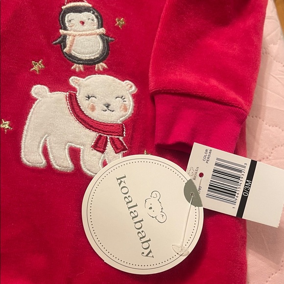 Carter's Red Fleece Footie with Cute Animal Design - Picture 3 of 5